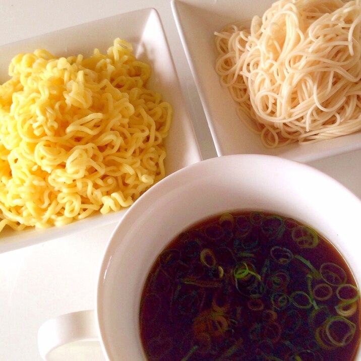 インスタントラーメンでつけ麺、つけそうめん